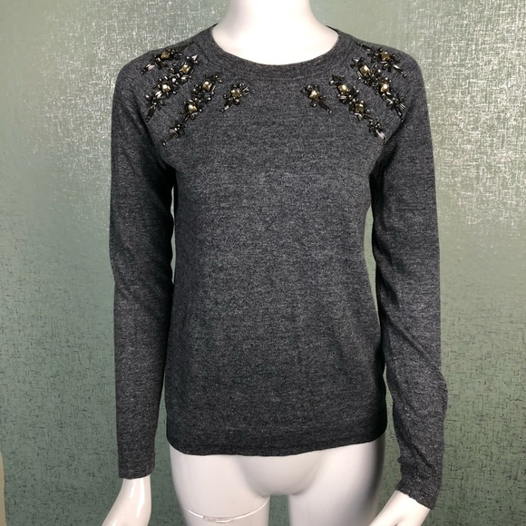 LOFT Sweaters - Loft Lightweight Gray Jeweled Sweater XS